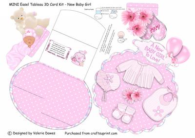 Mini Easel Tableau 3D Card - New Baby Girl