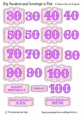 Big Numbers and Greetings Banners in Pink