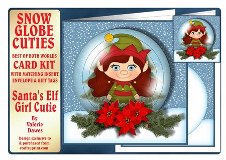 Snowglobe Cuties Card Kit - Santa's Elf Girl Cutie