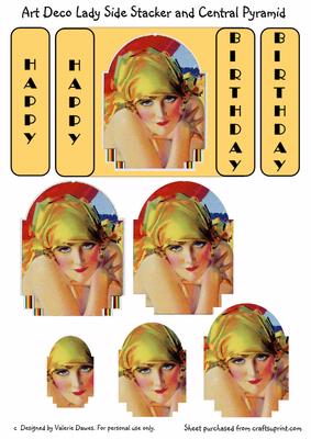 Art Deco Lady Side Stacker and Central Pyramid
