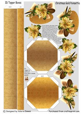 3D Topper Boxes - Gold Poinsettia