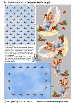 3D Topper Boxes - Christmas Holly Angel
