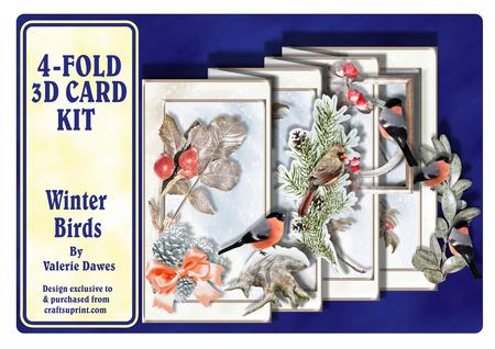 4-fold Card Kit - Winter Birds