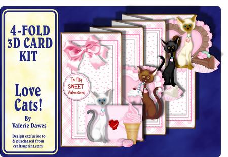 4-fold Card Kit - Love Cats!