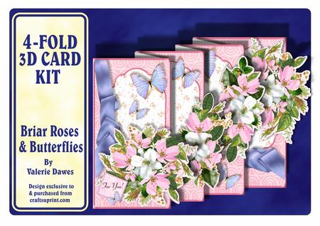 4-fold Card Kit - Briar Roses & Butterflies