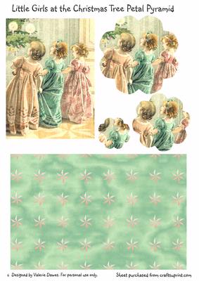 Little Girls at the Christmas Tree Petal Pyramid