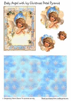 Baby Angel with Ivy Christmas Petal Pyramid