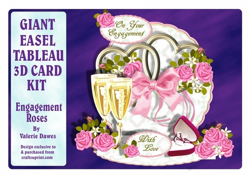 Giant Easel Tableau 3D Card Kit - Engagement Roses