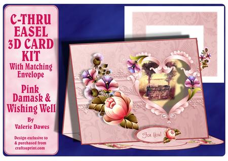 C-thru Easel 3D Card Kit - Pink Damask & Wishing Well