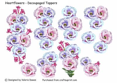 Heartflowers - Decoupaged Toppers