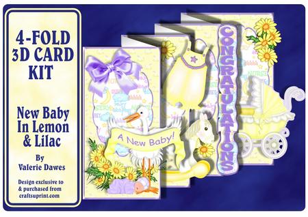 4-fold Card Kit - New Baby in Lemon & Lilac