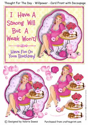 Thought for the Day - Willpower - Card Front with Decoupage