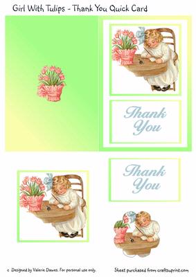 Girl with Tulips - Thank You Quick Card