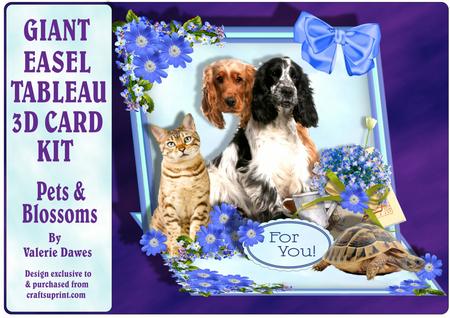 Giant Easel Tableau 3D Card Kit - Pets & Blossoms