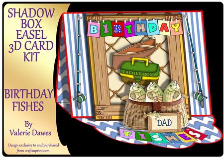 Shadow Box Easel Card Kits - Birthday Fishes