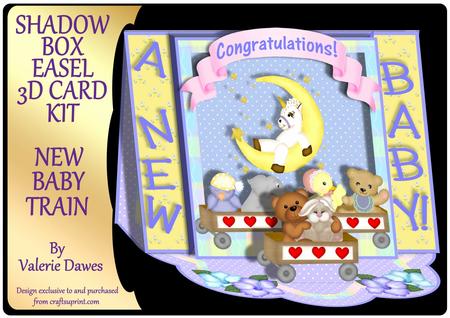 Shadow Box Easel Card Kits - New Baby Train