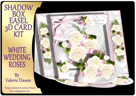 Shadow Box Easel Card Kits - White Wedding Roses