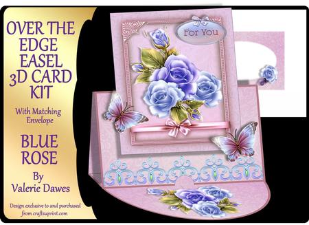 Over the Edge Easel Card Kit - Blue Rose