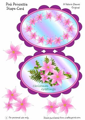 Pink Poinsettia Shape-card