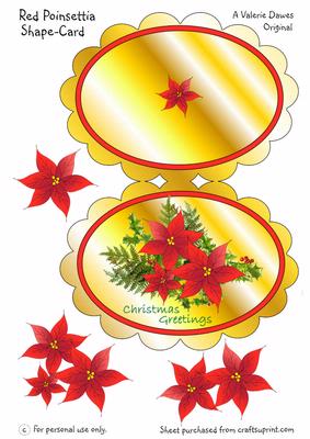 Red Poinsettias Shape-card