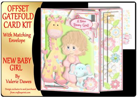 Offset Gatefold Card Kit - New Baby Girl