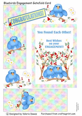 Bluebirds Engagement Gatefold Card