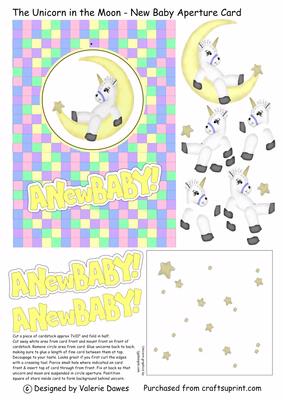 Unicorn in the Moon- New Baby Dangler Card