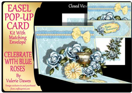Easel Pop-up 3D Card Kit - Celebrate with Blue Roses