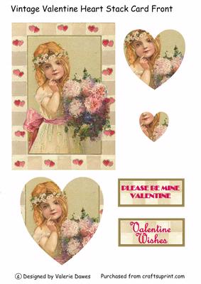 Vintage Valentine Heart Stacker Card Front