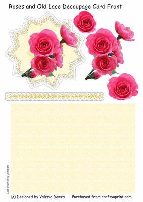 Roses and Old Lace Decoupage Card Front