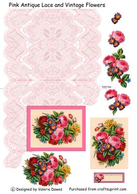 Pink Antique Lace and Vintage Flowers
