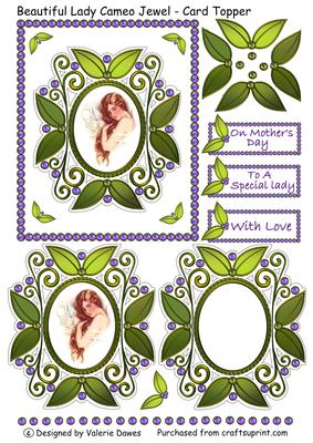 Beautiful Lady Cameo Jewel - Card Topper