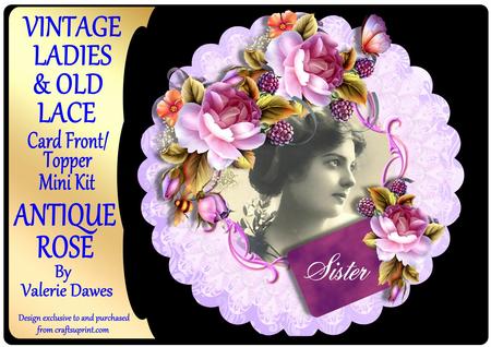 Ladies & Lace - Card Front/topper Mini Kit - Antique Rose