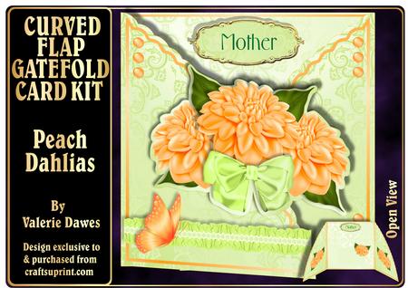 Curved Flap Gatefold Kit - Peach Dahlias