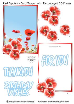 Red Poppies - Topper with Decoupaged 3D Frame
