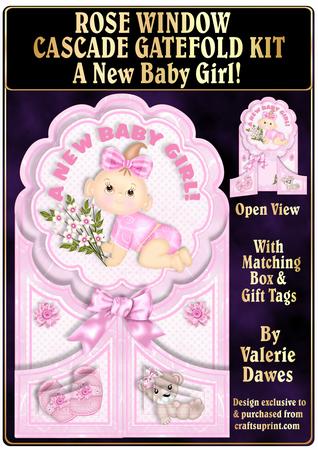 Rose Window Cascade Gatefold Kit - a New Baby Girl!