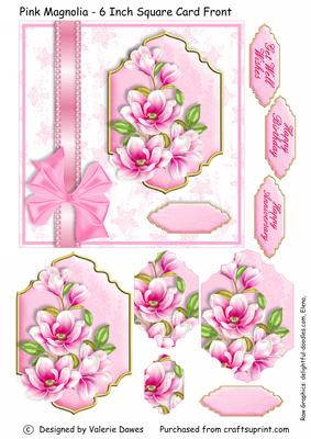 Pink Magnolias - 6 Inch Card Front with Stacker Elements