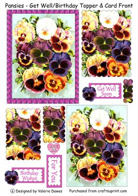Pansy - Get Well/birthday Card Topper and Card Front