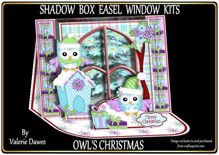 Shadow Box Easel Windows 3D Kit - Owl's Christmas