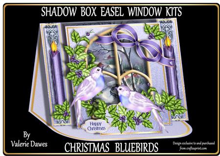 Shadow Box Easel Windows 3D Kit - Christmas Bluebirds