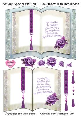 For My Special Friend - Booksheet with Decoupage