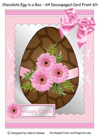 Chocolate Egg in a Box - A4 Decoupaged Card Front Kit
