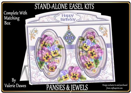 Stand-alone Easel Card Kit - Pansies & Jewels