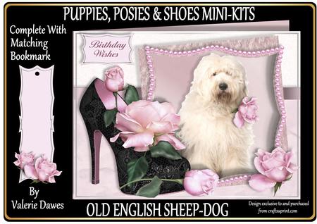 Puppies, Posies & Shoes Mini-kit - Old English Sheepdog