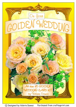 A4 Size 3D Decoupaged Golden Wedding Card Kit