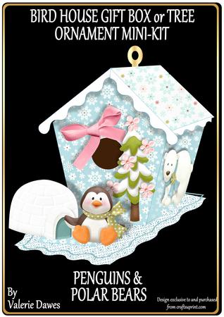 Bird House Gift Box or Tree Ornament- Penguins & Polar Bears