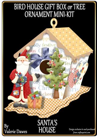 Bird House Gift Box or Tree Ornament- Santa's House