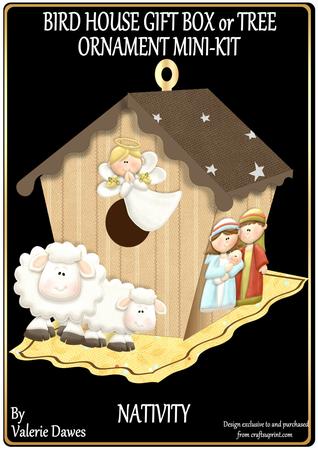 Bird House Gift Box or Tree Ornament- Nativity