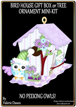 Bird House Gift Box or Tree Ornament- No Peeking Owls!