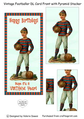 Vintage Footballer - Dl Card Front with Pyramid Stacker